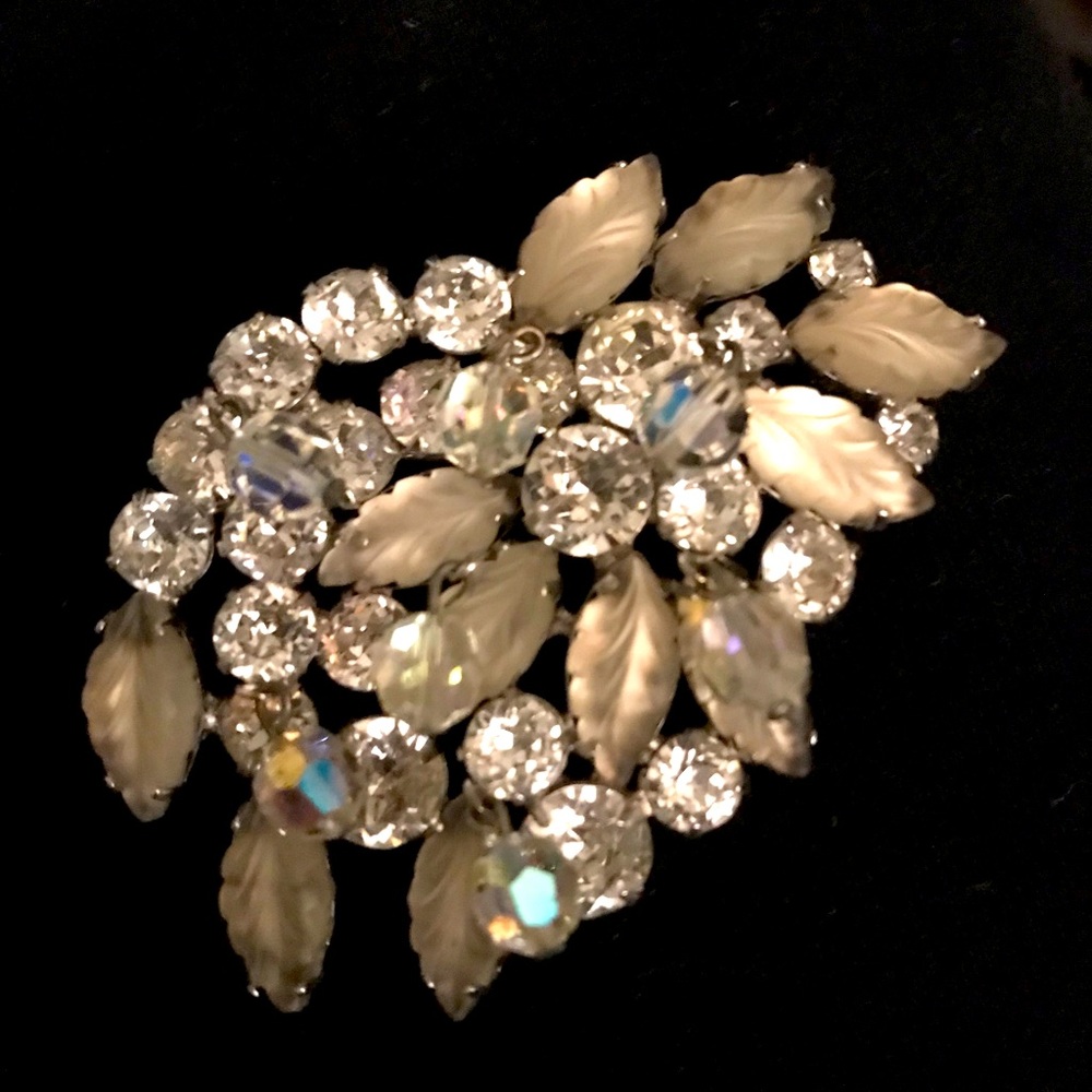 Vintage Rhinestone and Aurora borealis brooch